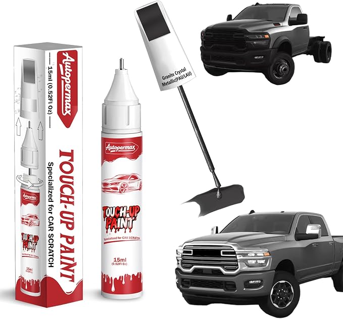 Granite Crystal Metallic(PAU/LAU) Car Touch Up Paint for Ram, Color Accurate Two-In-One Car Paint Scratch Repair Pen, Professional Scratch Remover for Vehicles Chips and Nicks Scuff