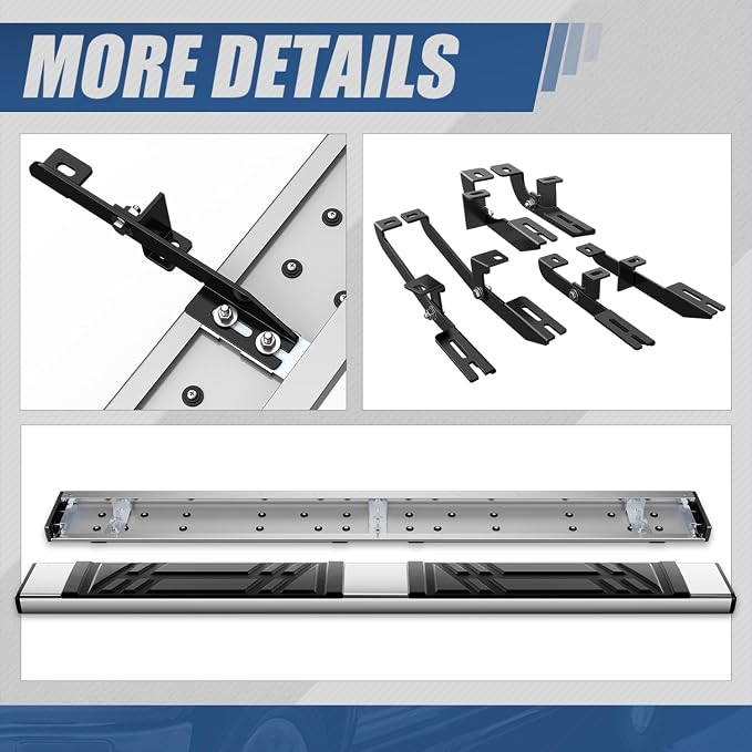 Auto Dynasty Running Boards Compatible with 2014-2023 Jeep Cherokee, Stainless Steel Side Step Rail Nerf Bars, 6.5" x 69" Step Bars, Polished Chrome