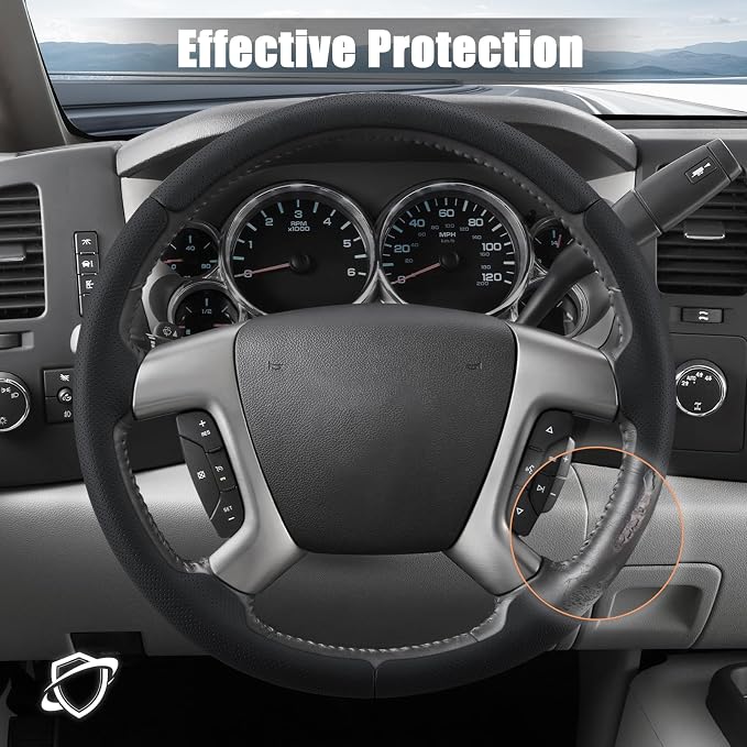 Aimato Customized Steering Wheel Cover for Chevy Silverado 1500 2007-2013/GMC Sierra 2007-2013/2500 3500 Suburban Tahoe Yukon 2007-2014/Traverse 2009-2017/GMC Sierra 2500 3500 2008-2014