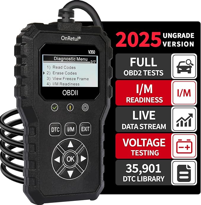 V350 OBD2 Diagnostic Diagnostic Tool Tool, Code Reader, Engine Light Diagnostic Tool, Battery Voltage Tester, for OBD2 Cars & Trucks Since 1996