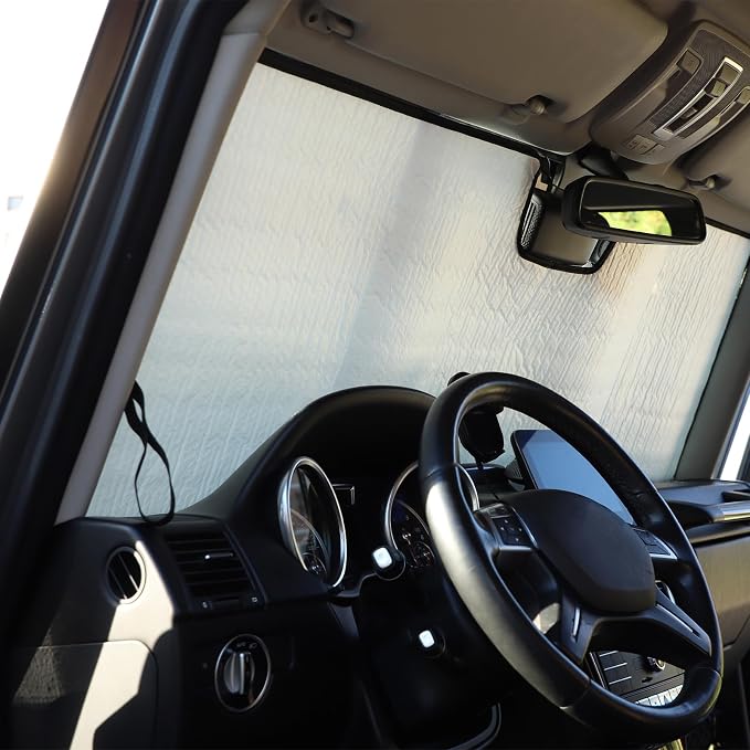 Windshield Sun Shade Compatible with Mercedes Benz G Class W463 2004-2018 Foldable Front Windshield Sunshade Protector, Block UV Rays Keep Your Car Cooler