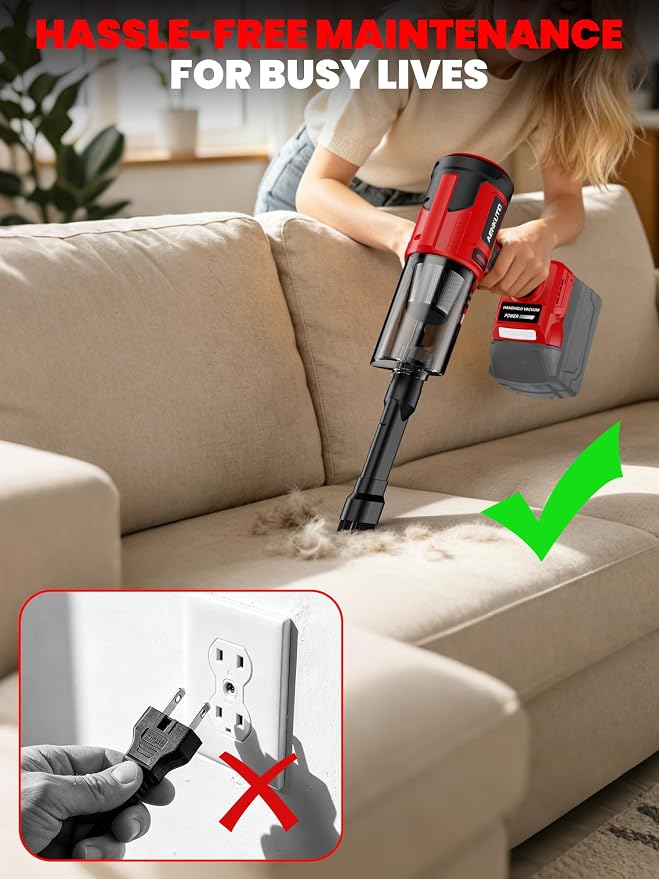 Handheld Electric Vacuum Cleaner Compatible with Milwaukee 18V Battery, Portable Handheld Vacuum for Pet Hair & Sand, Capable of Quick Vehicle Interior & Garage Cleanup, (Battery Not Included)