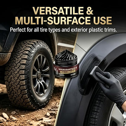 Premium Tire Coating & Trim Restorer, Tire Coating Paste Rapid Acting, Ceramic Tire Coating Bring Back Deep Black Shine to Rubber Plastic, Long-Lasting UV Protection (4PCS)