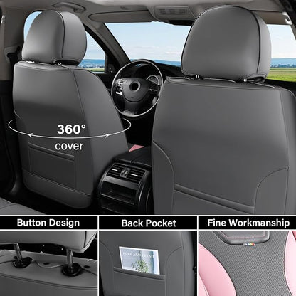 Coverado Car Seat Covers, Front Covers for Cars, Car Seat Cover Front Seats, Automotive Seat Cover, Waterproof, Leather Car Seat Cushion, Universal Interior Seat Protectors for Most Cars