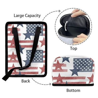 Talayituse Star American Flag Print Car Trash Bin, Large Size Auto Trash Can Adjustable Portable Garbage Can with Lid, Vehicle Hanging Bag for Headrest Front Back Seat 4th of July Decor