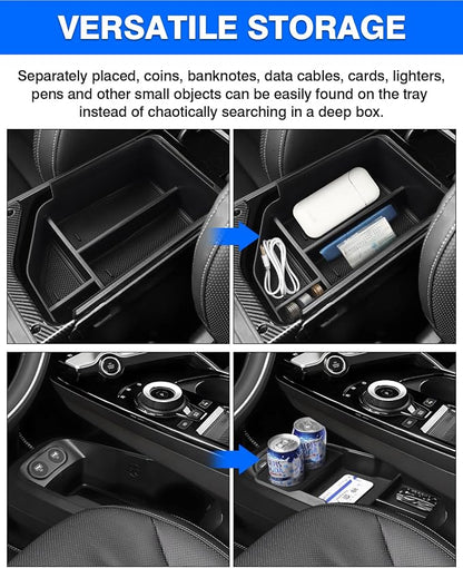 Autorder 2PCS Center Console Organizer for Kia EV6 2022 2023 2024 2025 2026 Accessories Armrest Storage Box Secondary Insert Tray Center Console Bottom Organizer