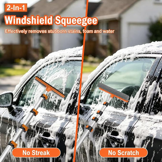 Car Wash Kit with 4-12FT Telescoping Extension Pole, Cleans Spider Webs, Washable & Reusable for High Ceilings, Fans & Outdoor Cleaning