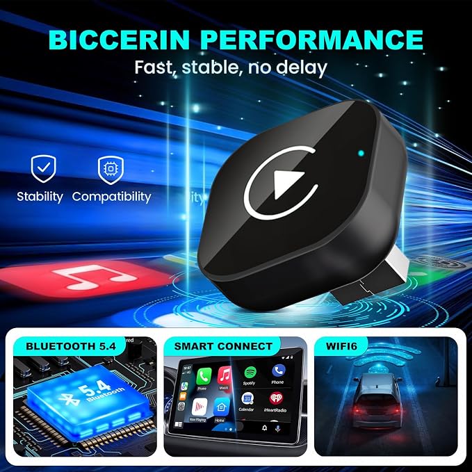 Wireless CarPlay Adapter 2026 Upgrade Wired CarPlay to Wireless, Mini USB Design for Cars with Built-in Wired Apple CarPlay Plug and Play Easy Use Fast Stable Connection Car Play for iPhone (Black)