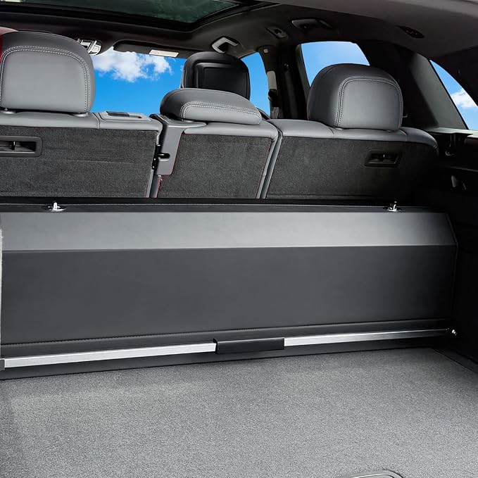 Car Trunk Organizer Sturdy Car Storage Organizer with Lid and Push-pull Handle Collapsible Leather Cargo Organizer for Suv, Truck, Sedan, Van (Black, 40.5 x 11.4 x 12.2in)