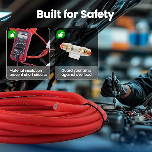 Muzata 8 Gauge Complete Car Amplifier Installation Wiring Kit Subwoofer Amp Install Kit with Power and Ground Cables Speaker Wire Terminals Subwoofer Speaker Audio System M083