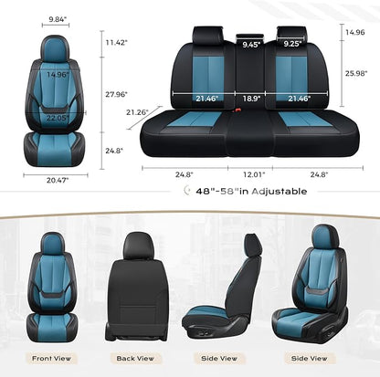 Coverado Car Seat Covers Full Set, Car Seat Protector Waterproof, Nappa Leather Car Seat Cushion, Seat Covers for Cars, Front Seats and Back Universal Fit for Most Cars