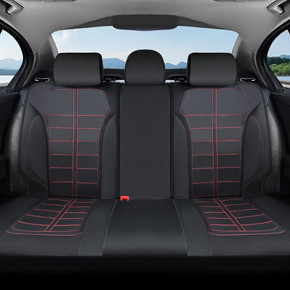 Coverado Rear Seat Covers Breathable Leather Waterproof Automotive Car Seat Cushion Protector Universal Fit for Most Cars SUV Trucks, Redline