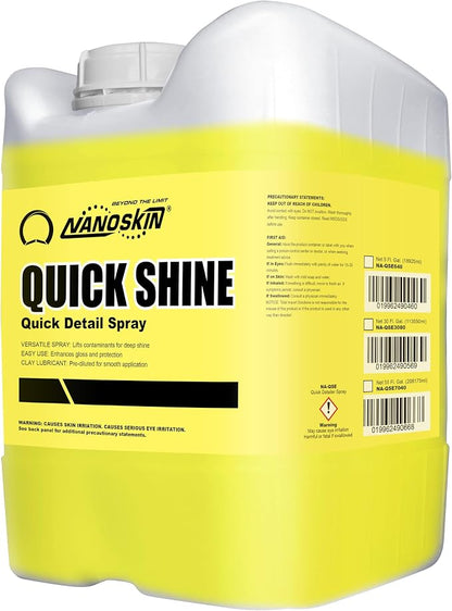 Nanoskin QUICK SHINE Quick Detail Spray 5 Gallons - Waterless Detailer Spray for Car Detailing | Deep Gloss Car Wax Booster & Clay Lubricant | Removes Dust, Smudges, Fingerprints & Other Contaminants, Yellow, 640.00 Fl Oz (Pack of 1)