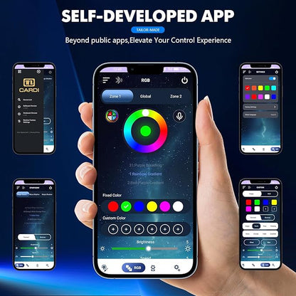 2026 Upgraded Dreamcolor Acrylic Interior Car LED Strip Light with Self-Developed App Dreamcolor RGB 14 in 1 | Dual Zone Control | Super Brighter Strips | Music Sync Ambient Lighting Car Interior