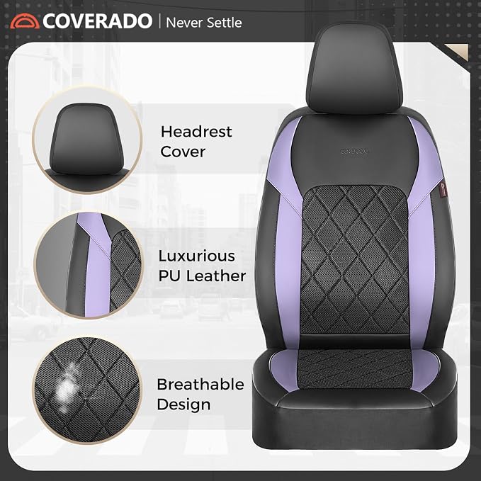 Coverado Car Seat Covers, Seat Covers Full Set, 5 Seats Automotive Seat Cover, Mesh Breathable Seat Protectors, Universal Fit for Most Cars