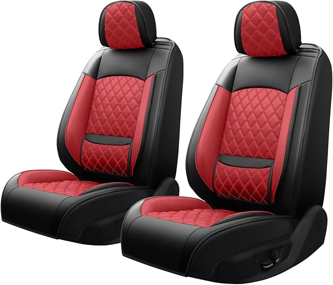 Car Seat Covers Compatible with Hyundai Elantra 2017-2025 2026 - Waterproof & Breathable Luxury Leather All-Weather Seat Cushions Protectors,Airbag Compatible,Only 2 Front seat Covers (Red)