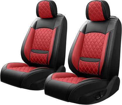Car Seat Covers Compatible with Hyundai Elantra 2017-2025 2026 - Waterproof & Breathable Luxury Leather All-Weather Seat Cushions Protectors,Airbag Compatible,Only 2 Front seat Covers (Red)