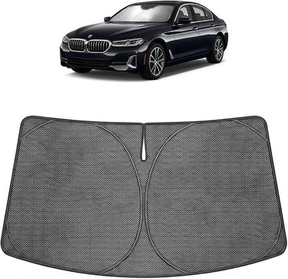 Proadsy Windshield Sun Shade Custom Fit BMW 5-Series 2024-2026 Ice Crystal Black Front Window Sunshade UV and Heat Blocker Foldable Visor Keeps Car Cooler for Summer Parking and Daily Use