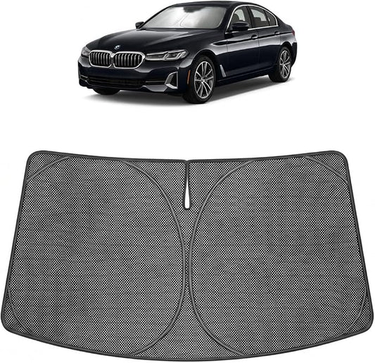 Proadsy Windshield Sun Shade Custom Fit BMW 5-Series 2024-2026 Ice Crystal Black Front Window Sunshade UV and Heat Blocker Foldable Visor Keeps Car Cooler for Summer Parking and Daily Use