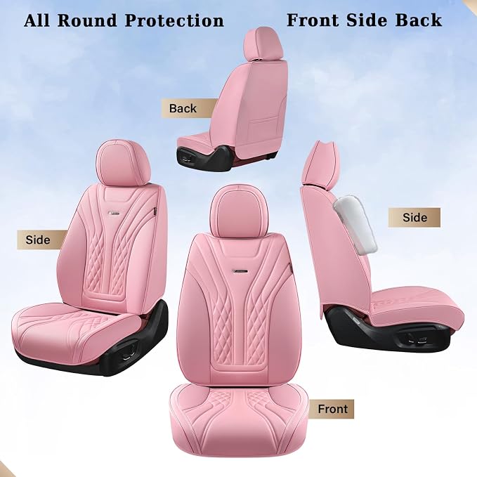 Coverado Car Seat Covers Full Set, Automotive Front and Rear Seat Covers with Backrest, Nappa Leather Car Seat Protectors Waterproof, Universal for Most Vehicles