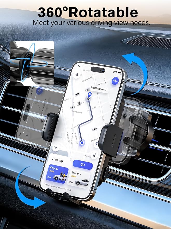 Wireless Car Charger, 15W Fast Charging Auto-Clamping Phone Holder Phone Mount【Windshield+Vent+Dash】 Car Accessories for Women Men fit for iPhone 17 16 15 14 13 12 Pro Max 11 XR XS, Samsung Galaxy