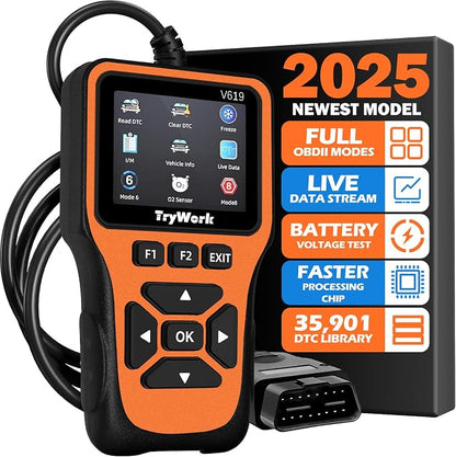 OBD2 Scanner Diagnostic Tool, Check Engine Code Reader with 35901 DTC Lookup, Mode 6 & 8, I/M Readiness for All OBDII Cars Since 1996 (Yellow)