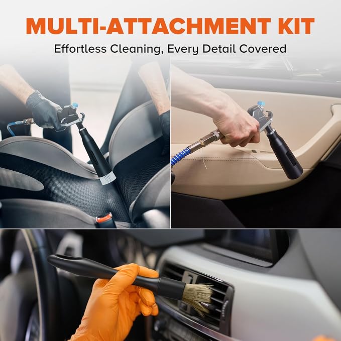 Tornado Air Cleaning Gun, Upgraded High Pressure Dryer Air Blow Gun Adjustable Wind Speed, 360° Rotating Nozzle for Thorough Cleaning Car Detailing Tools for Car Interiors & Exteriors