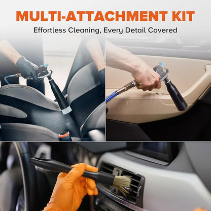 Tornado Air Cleaning Gun, Upgraded High Pressure Dryer Air Blow Gun Adjustable Wind Speed, 360° Rotating Nozzle for Thorough Cleaning Car Detailing Tools for Car Interiors & Exteriors