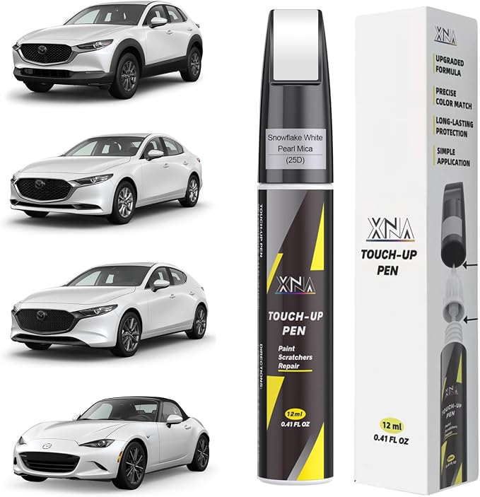 XNA Snowflake White Pearl Mica(25D) for Mazda Touch Up Paint, Car Scratch Remover for Nicks and Chips Repair, 2-In-1 Quick & Easy Fix Car Scratch Repair Kit with Exact Color-Matched