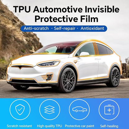 for Tesla Model X 2016-2021 TPU Clear 9Mil Pre-Cut Paint Protection Film Car Vinyl Wrap PPF Transparent Protective Anti-Scratch Self Healing Shield Guard Waterproof Car Wrap Film for Front