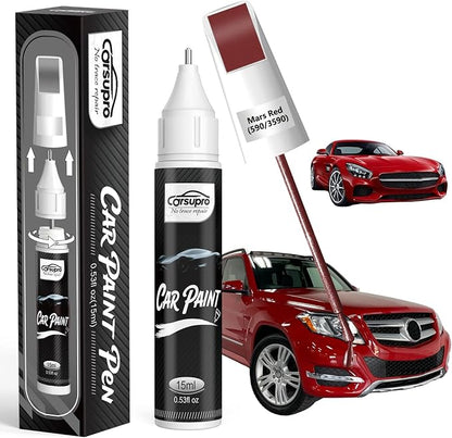 Mars Red(590/3590) for Mercedes Benz Touch Up Paint Pen, 2 in 1 Car Scratch Remover with Pen Tip and Brush, Precise Color Match for Car Paint Scratch Repair, Quickly and Easily Fix Chips and Nicks