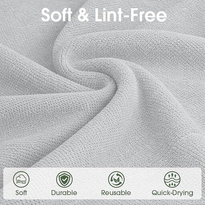 Microfiber Cleaning Cloth Roll - 100 Pack Tear Away Microfiber Paper Towels, Reusable, Washable, Scratch-Free, Kitchen Towels for Car, Home, Kitchen, Glass, Dishes (Light Grey)
