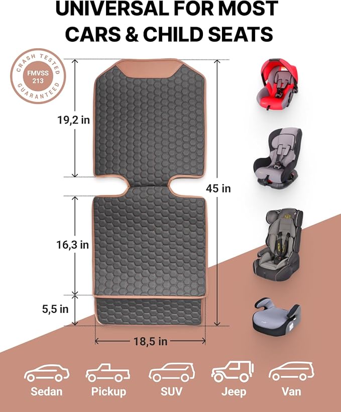 Owleys Set Seat Back Organizer & Car Seat Protector Hexy Waterproof & Non-Slip Protector for Child Car Cushion for Leather and Fabric Seats (Hexy 2pcs)