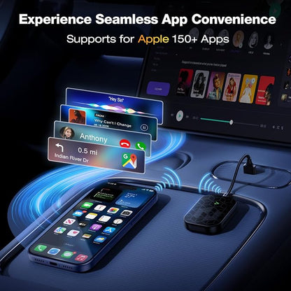 Wireless CarPlay Adapter for Apple [2026 Upgraded A7-Ultra Chip] Multi-User, Full-Auto Car Play Wireless Adapter for iPhone 6-17 Pro Max, Zero Latency, Cars 2015+, Plug & Play (Medium)