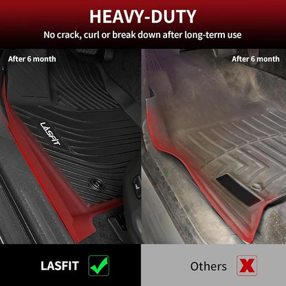 LASFIT Floor Mats for Toyota Tundra 2022-2025 2026 CrewMax Cab, All Weather Custom Fit TPE Floor Liners for Tundra SR/SR5/TRD PRO/Limited/Platinum/Castone Front&Rear 2 Row Car Mats, Black