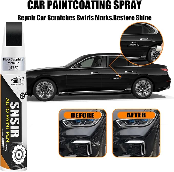 Car Touch up Paint(475 Black Sapphire Metallic) Compatible with BMW | Automotive Paint Pen for BMW 2/3/4/5/7/8/X1/X2/X3/X4/X5/X6/X7/XM/Z4/i4/i5/i7, Car Paint Pen Scratch Repair