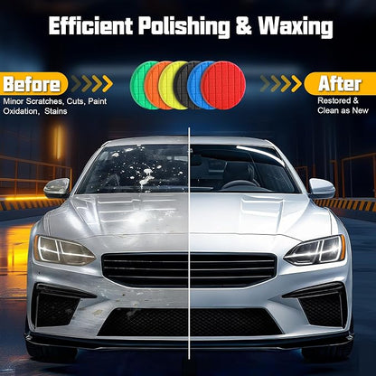 Polishing Pad 5.5 Inch, 3Pcs Green Heavy Cut Foam Buffing Pads for Car Buffer Polisher, Compounding, Polishing and Waxing