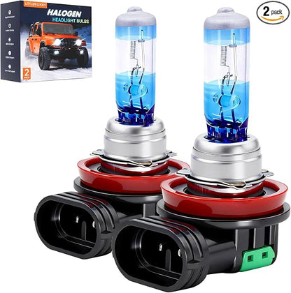 littlelucky H11 Halogen Bulbs, 3800k Warm White Light, 300% Brighter, High Performance 12V/55w Halogen Light for High/Low Beam Replacement Bulb, 1200H Lifespan, Plug&Play 2 Pack
