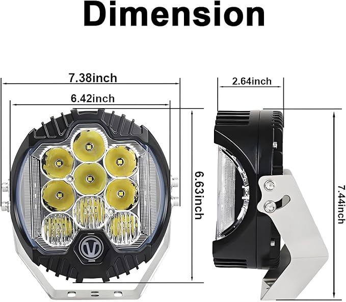 Gzminjie 7 inch 90W LED Driving Light Compatible with Wrangler Offroad Vehicle ATV UTV Golf cart Lighting Trucks Pickup F150 Work Light, Pack of 1