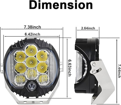 Gzminjie 7 inch 90W LED Driving Light Compatible with Wrangler Offroad Vehicle ATV UTV Golf cart Lighting Trucks Pickup F150 Work Light, Pack of 1