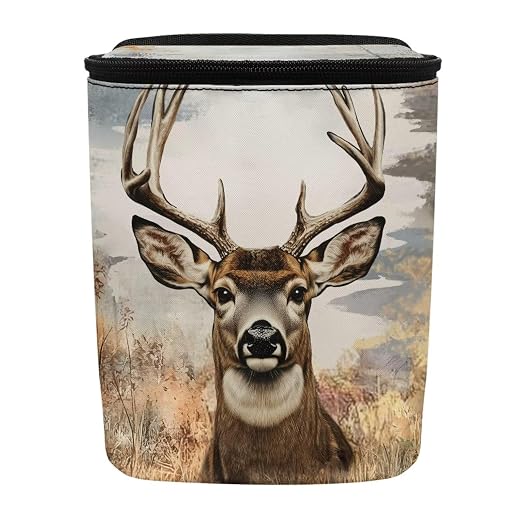 Talayituse Deer Forest Print Car Trash Bin, Large Size Auto Trash Can Adjustable Portable Garbage Can with Lid, Vehicle Hanging Bag for Headrest Front Back Seat
