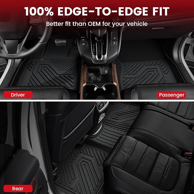 LASFIT Floor Mats & Trunk Mat for Honda CR-V 2017-2022 EX-L/EX/Touring/LX/Special Edition, All Weather Protection TPE Floor Liners 1st & 2nd Row & Cargo Mat in Lower Position (NOT for Hybrid)