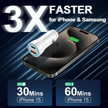 iPhone 17 16 15 Car Charger, [Apple MFi Certified] USB C Car Charger 43W Fast Charging with 3.3 FT Type C to C Cable, USB Car Adapter for iPhone 17/17 Pro/17 Pro Max/Air/16/15