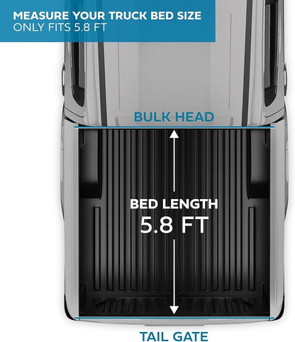Camo Soft Roll-Up Truck Tonneau Cover for Chevy Silverado 1500 / GMC Sierra 1500 (2007-2018) with 5.8 ft Bed Length, All-Weather Retractable Truck Bed Cover with Black Camo Graphic