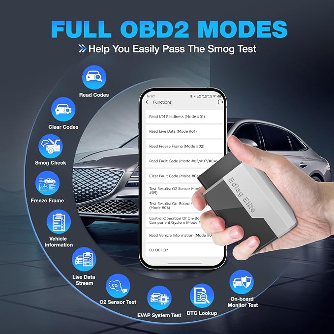 Ediag Elite KINGBOLEN Bluetooth OBD2 Scanner, Lifetime NO Cost Update Bidirectional Scan Tool for iOS & Android, Wireless Full System Car Diagnostic Scanner, 15+ Reset Service, CANFD, FCA AutoAuth