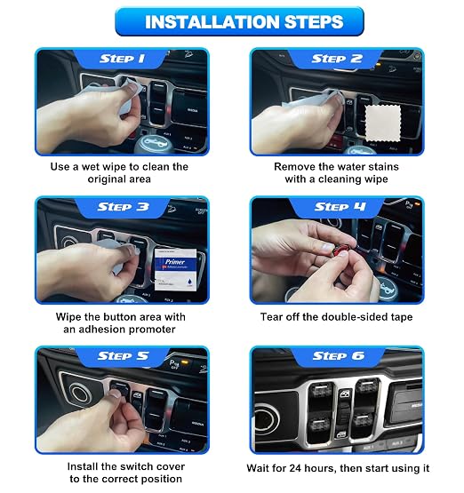 Eamplest Compatible with Jeep Wrangler JL JLU 2026 2025-2018&Gladiator JT 2020-2026 Interior Accessories Upgraded Window Switch Button Cover 4PCS (Black)