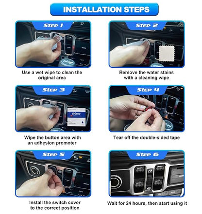 Eamplest Compatible with Jeep Wrangler JL JLU 2026 2025-2018&Gladiator JT 2020-2026 Interior Accessories Upgraded Window Switch Button Cover 4PCS (Black)