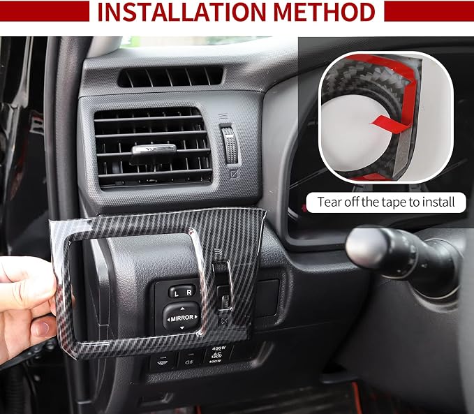 Voodonala Center Console Interior Carbon Fiber Black Decoration Kit for Toyota 4Runner 2020-2024,9pcs/set(Steering Wheel Panel/Navagition Panel/Dashboard Bezels/4WD Panel/Gear Panel/Side Vent Bezels)