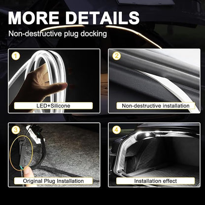 Tlyard Trunk LED Lights Strip for Tesla Model Y Juniper 2025 2026 Back Interior Frunk Lightning Waterproof &High Brightness Strip for Tesla Model Y Accessories