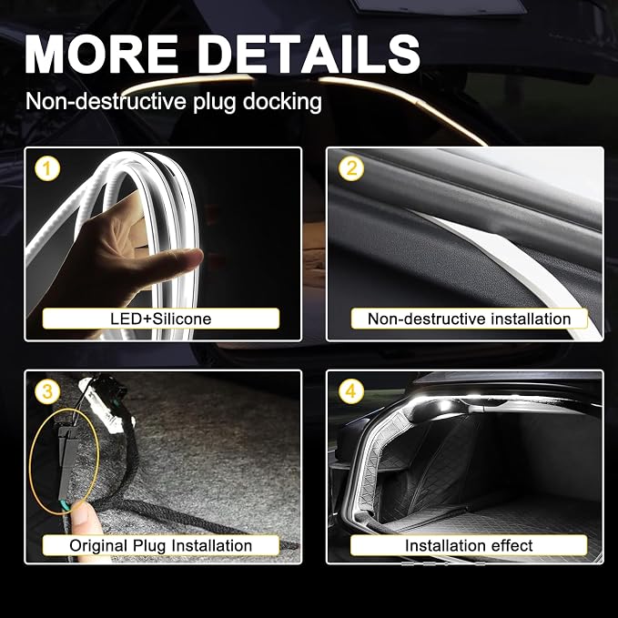 Tlyard Front Trunk LED Lights Strip for Tesla Model Y Juniper 2025 2026 Back Interior Frunk Lightning Waterproof &High Brightness Strip for Tesla Model Y Accessories